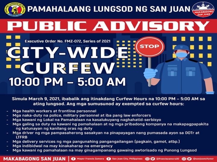 City Wide Curfew Muling Ipatutupad Sa San Juan News Flash