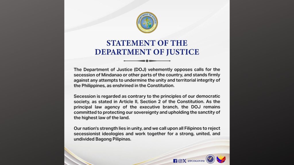 DOJ Tinutulan Ang Mga Panawagang Secession Ng Mindanao News Flash