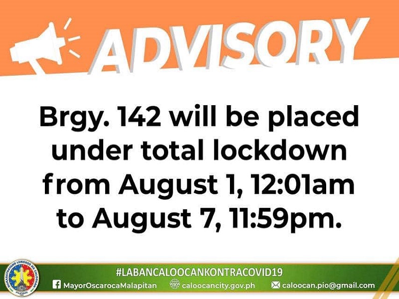 Brgy. 142 sa Caloocan isasailalim sa lockdown