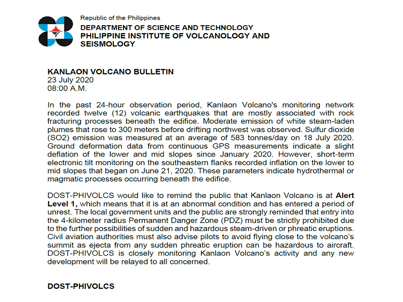 12 volcanic earthquake naitala sa Mt. Kanlaon sa magdamag