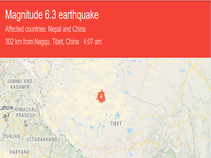 Magnitude 6.3 na lindol tumama sa Tibet