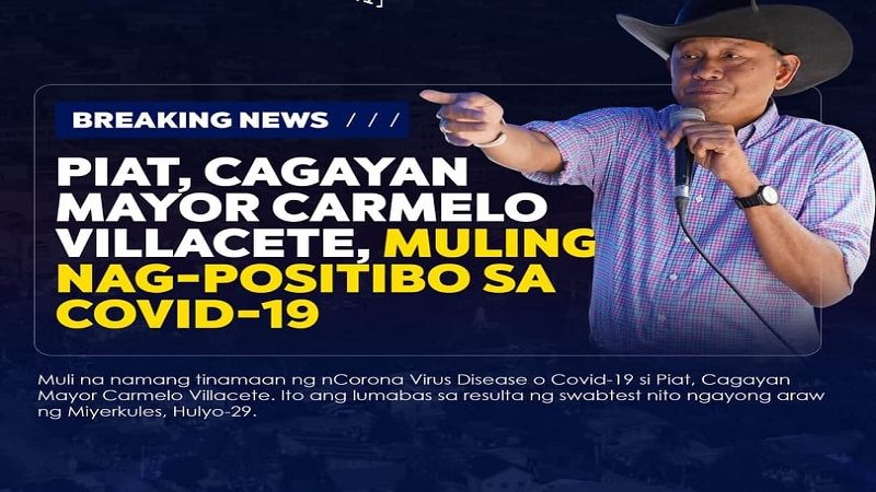 Alkalde ng Piat, Cagayan muling napositibo sa COVID-19