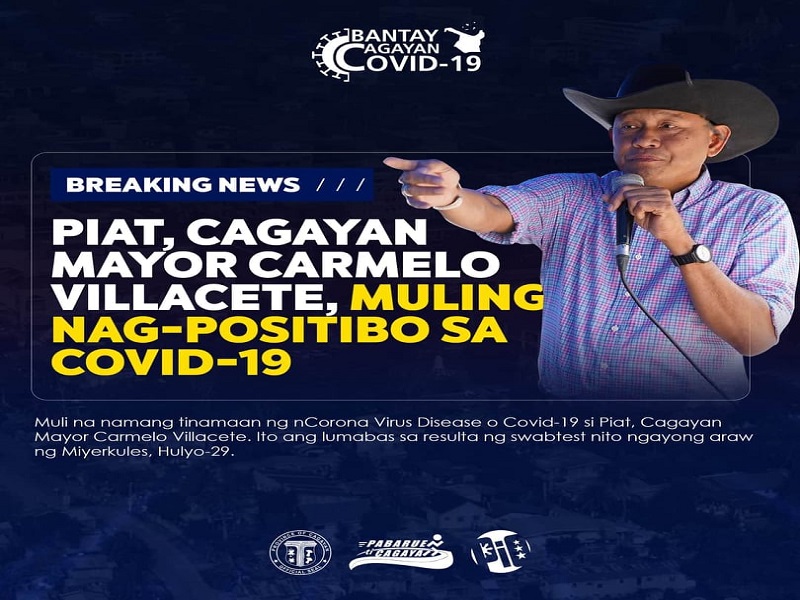 Alkalde ng Piat, Cagayan muling napositibo sa COVID-19