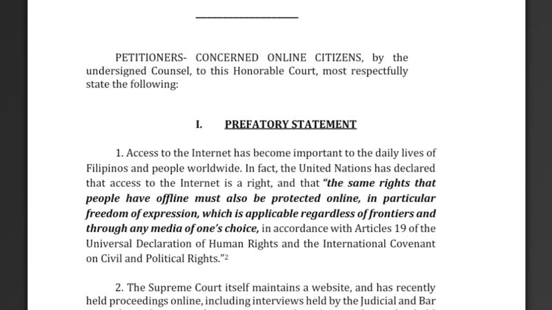“Online citizens” naghain ng petisyon sa SC laban sa Anti-Terror law
