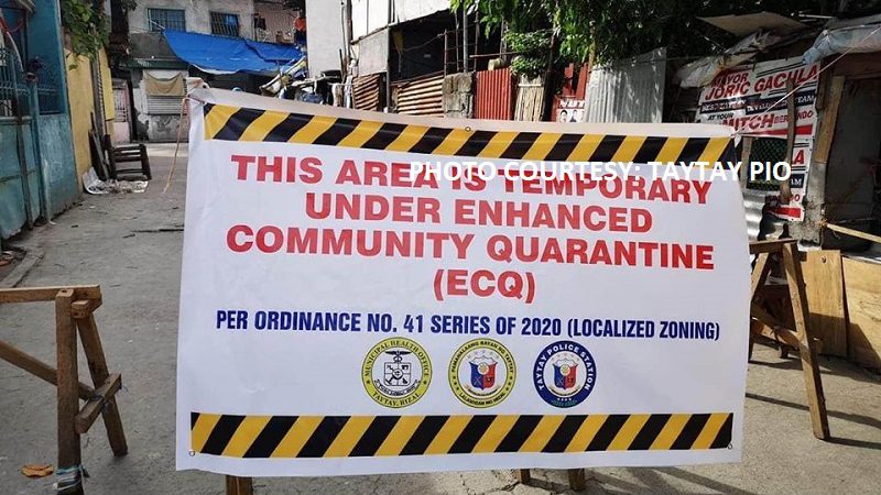 Bahagi ng isang barangay sa Taytay, Rizal isinailalim sa ECQ