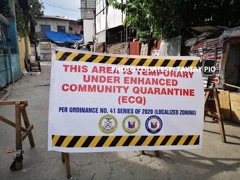Bahagi ng isang barangay sa Taytay, Rizal isinailalim sa ECQ