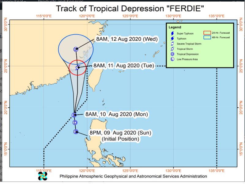 Tropical Depression Ferdie nakalabas na ng bansa