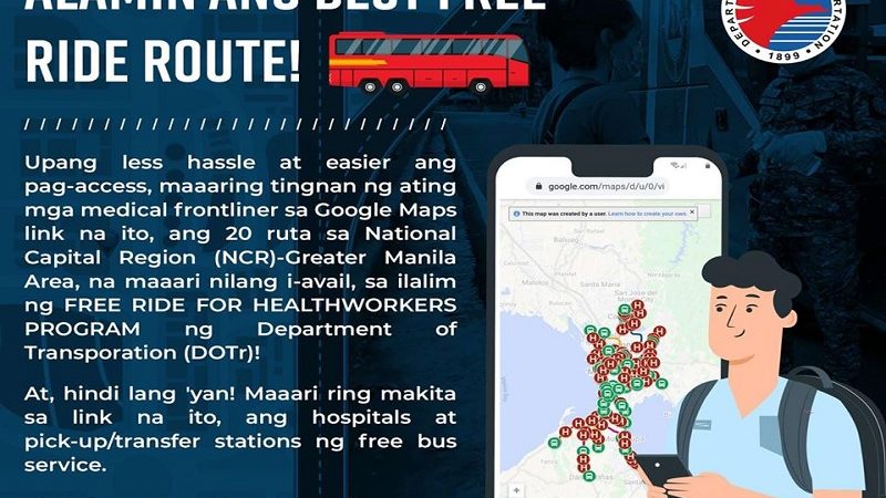 BASAHIN: 20 ruta ng libreng sakay ng DOTr para sa medical frontliners