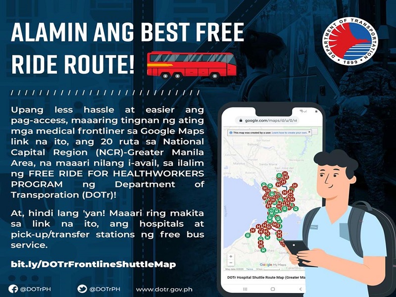 BASAHIN: 20 ruta ng libreng sakay ng DOTr para sa medical frontliners