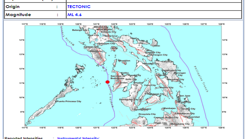 Patnongon, Antique niyanig ng M4.6 na lindol