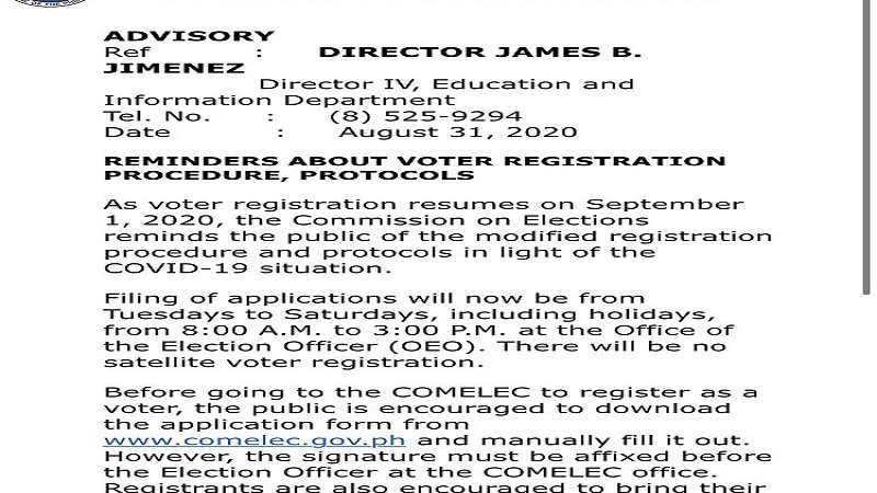 Voter registration muling sisimulan bukas