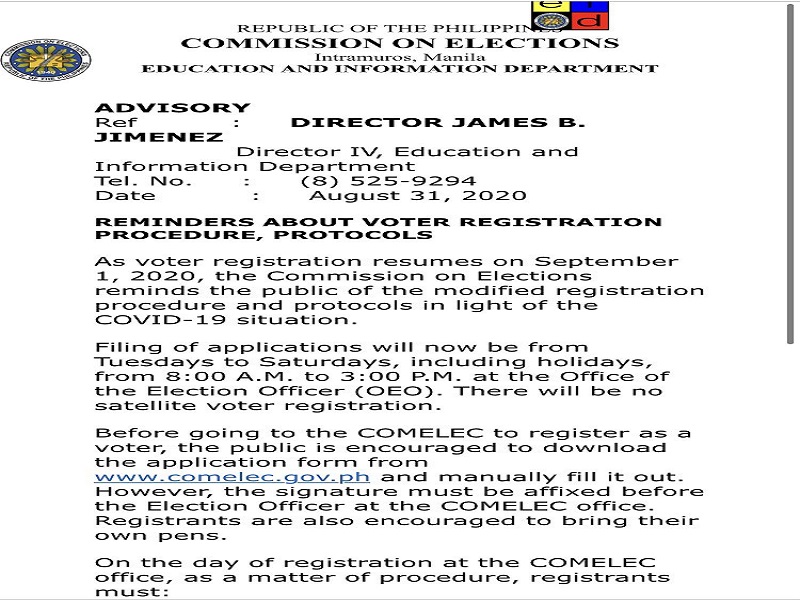 Voter registration muling sisimulan bukas