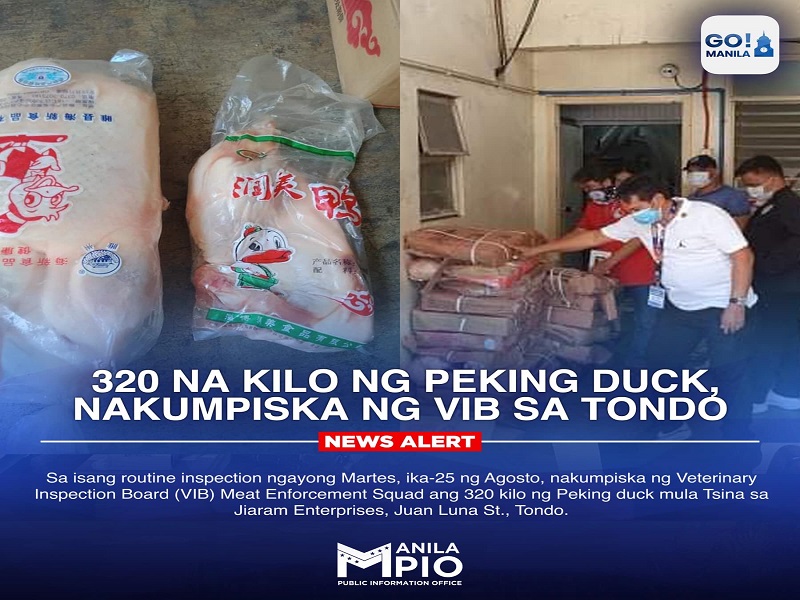 320 na kilo ng Peking duck nakumpiska sa Tondo, Maynila