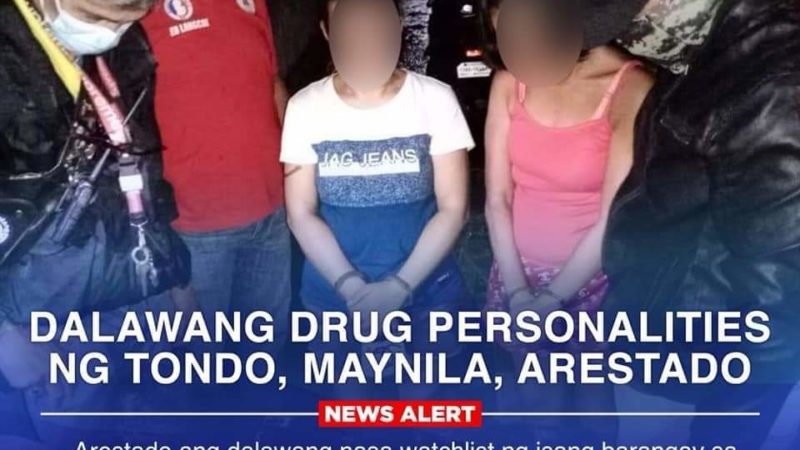 Dalawang drug personalities naaresto sa Tondo, Maynila