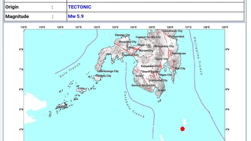 BREAKING:Magnitude 5.9 na lindol tumama sa Davao Occidental