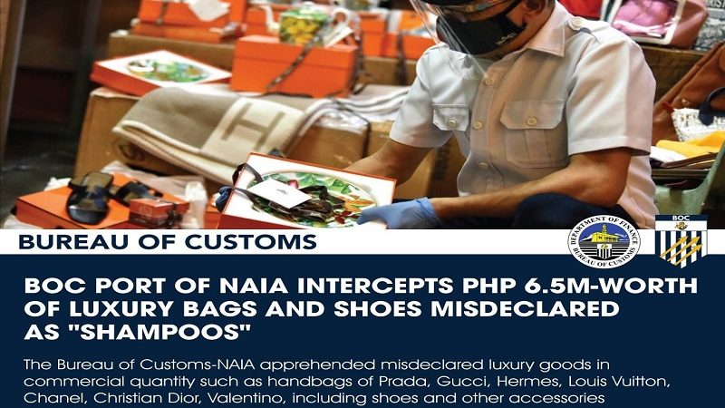 P6.5M na halaga ng mga branded na bag at sapatos nakumpiska ng Customs