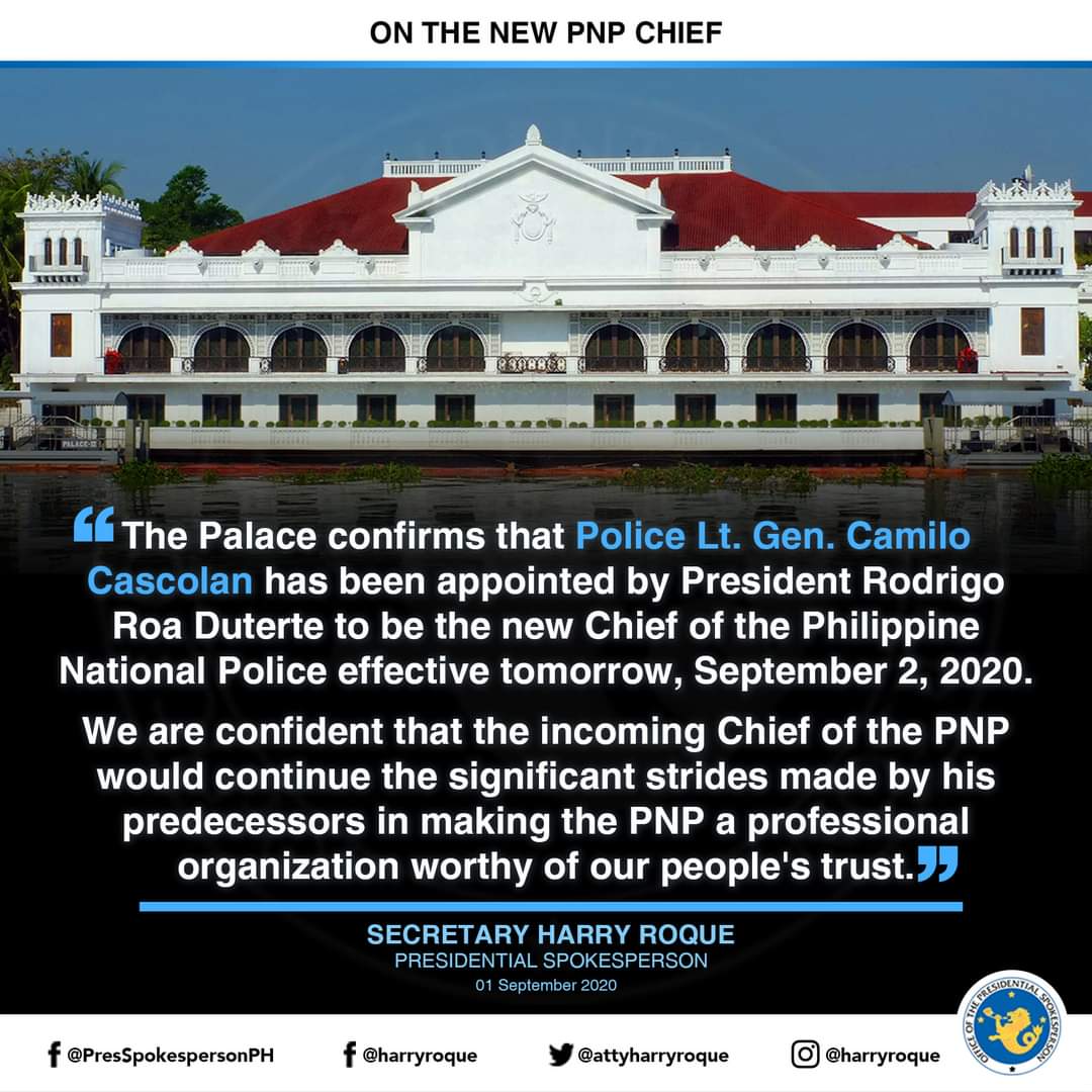 Lt. Gen. Camilo Cascolan bagong PNP chief