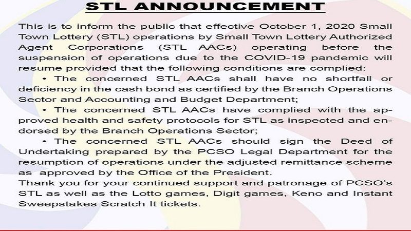 STL operations mag-reresume na sa buong bansa simula Oktubre 1