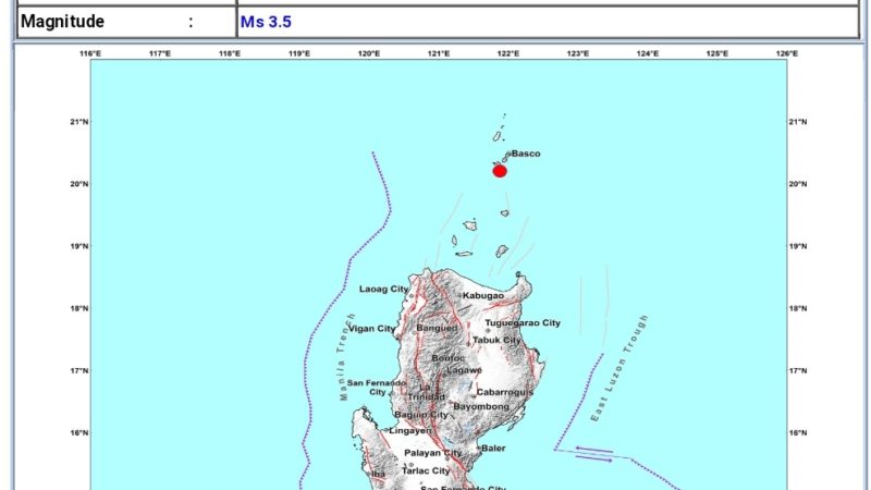 Batanes niyanig ng magnitude 3.5 na lindol