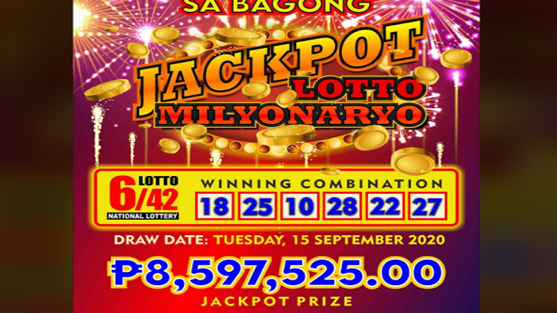 Bettor mula Batangas, wagi ng mahigit P8.5M sa 6/42 lotto