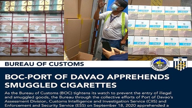 P26M halaga ng smuggled na sigarilyo nakumpiska sa Port of Davao