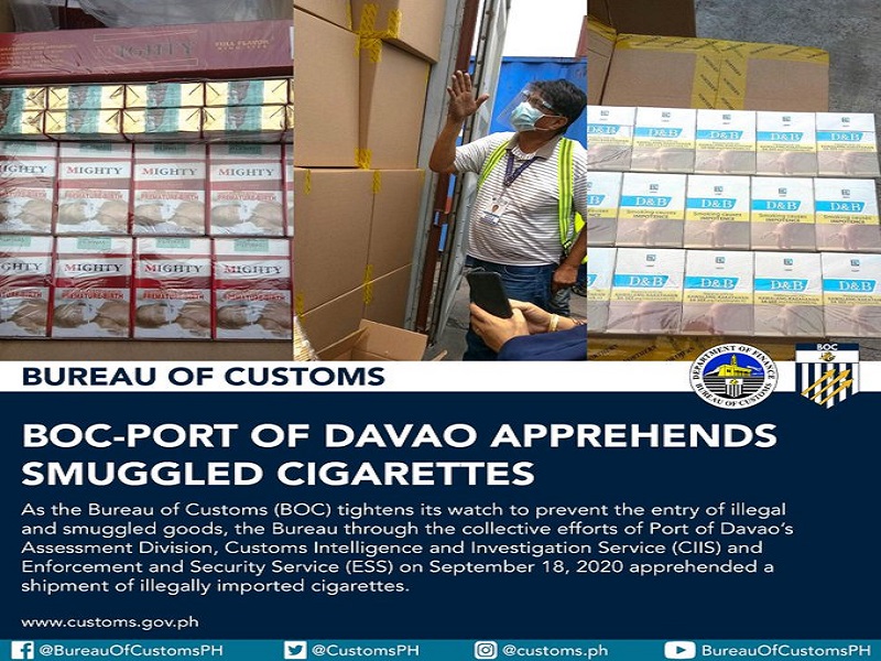 P26M halaga ng smuggled na sigarilyo nakumpiska sa Port of Davao