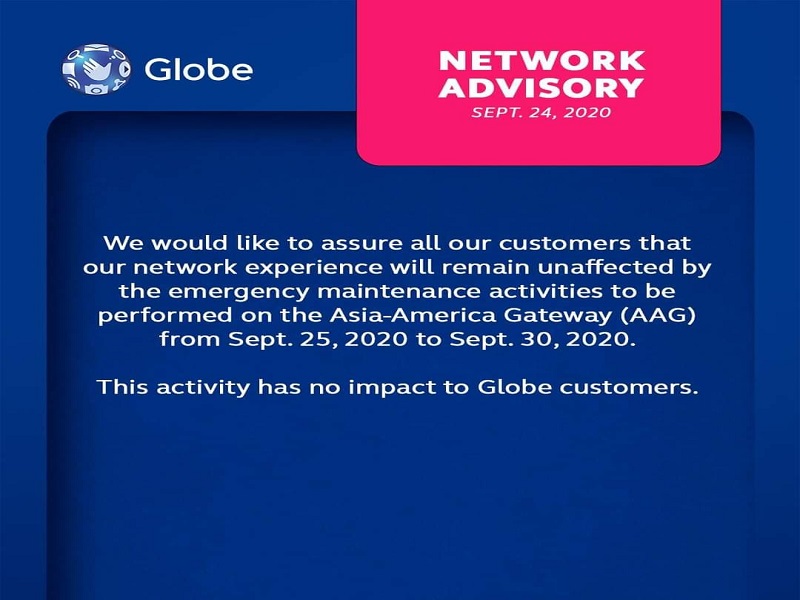 Globe at Converge customers hindi apektado ng emergency maintenance ng AAG