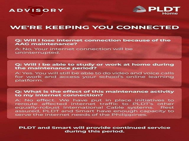 Emergency maintenance bukas na uumpisahan; PLDT at Smart customers tiniyak na hindi mawawalan ng internet connection