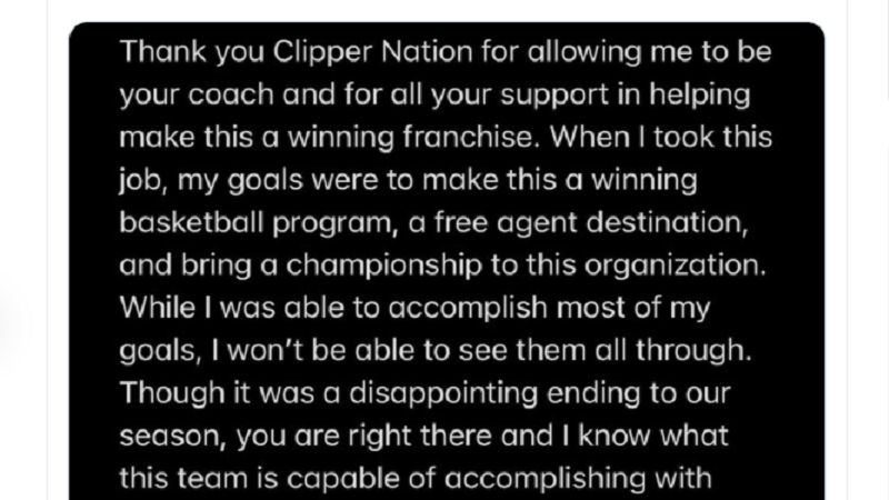 Doc Rivers inalis na bilang coach ng LA Clippers