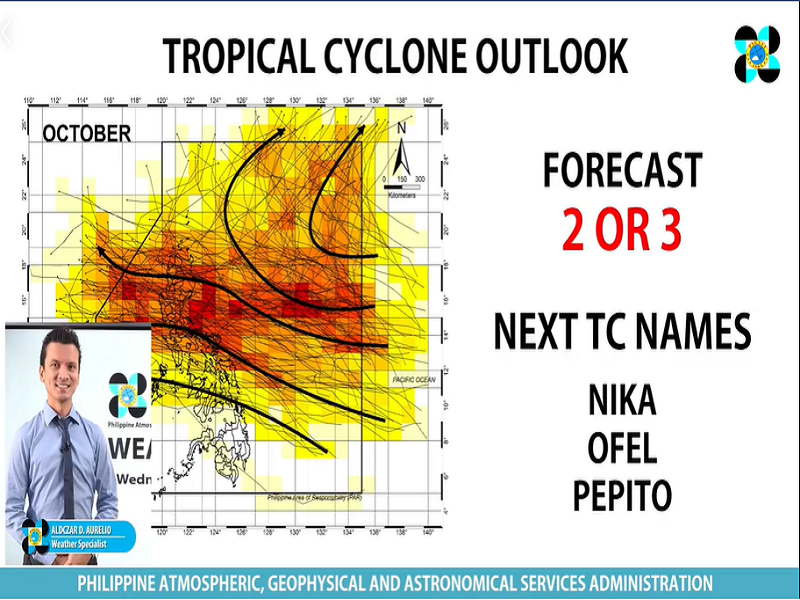 2 hanggang 3 bagyo papasok o mabubuo sa loob ng bansa buwan ng Oktubre ayon sa PAGASA