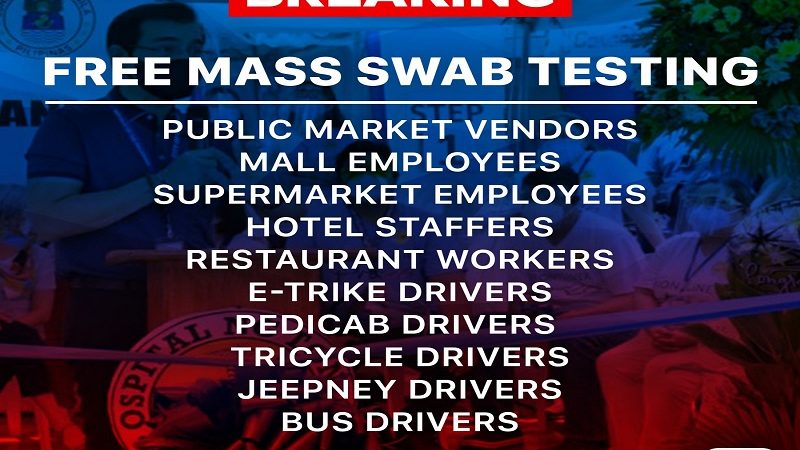 Maynila may libreng mass swab testing para sa mga market vendor, mall employees, tricycle at pedicab drivers