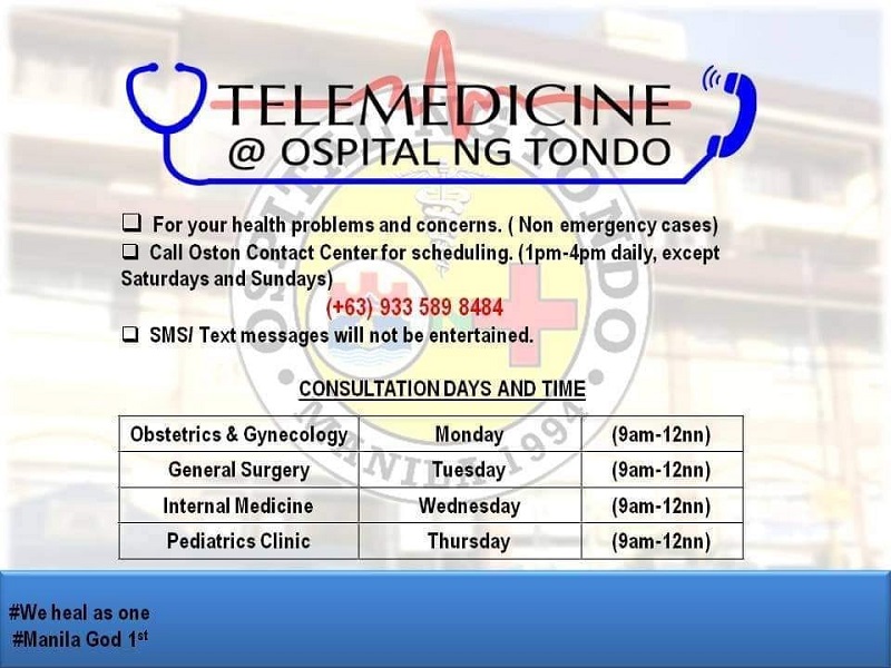 Ospital ng Tondo magbubukas ng Telemedicine