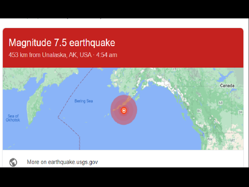 Alaska niyanig ng magnitude 7.5 na lindol