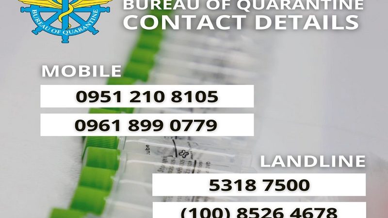 LOOK: Contact details ng Bureau of Quarantine na maaring tawagan para sa resulta ng swab test ng mga returning OFs