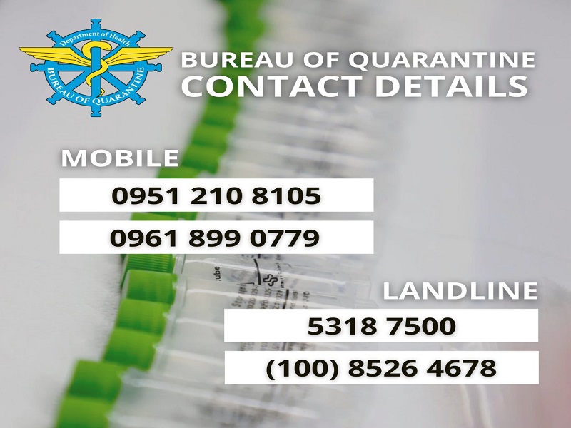 LOOK: Contact details ng Bureau of Quarantine na maaring tawagan para sa resulta ng swab test ng mga returning OFs