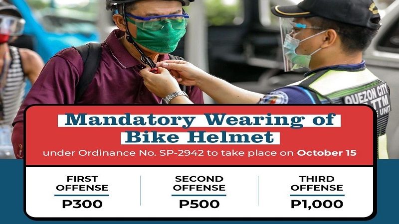 Mandatory na pagsusuot ng bike helmet sa QC epektibo na simula ngayong araw