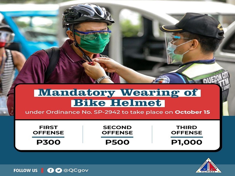 Mandatory na pagsusuot ng bike helmet sa QC epektibo na simula ngayong araw