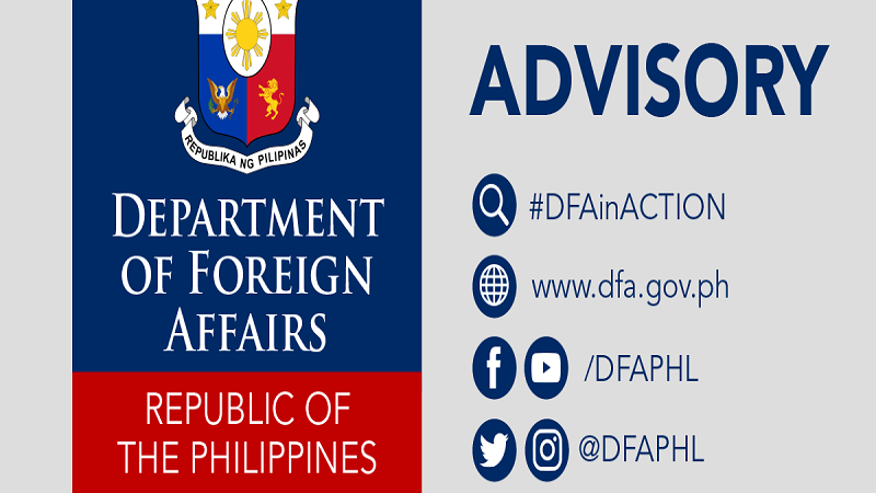  Operasyon ng DFA Consular Offices sa San Pablo, Laguna; Lipa, Batangas; at Legazpi, Albay suspendido ngayong araw