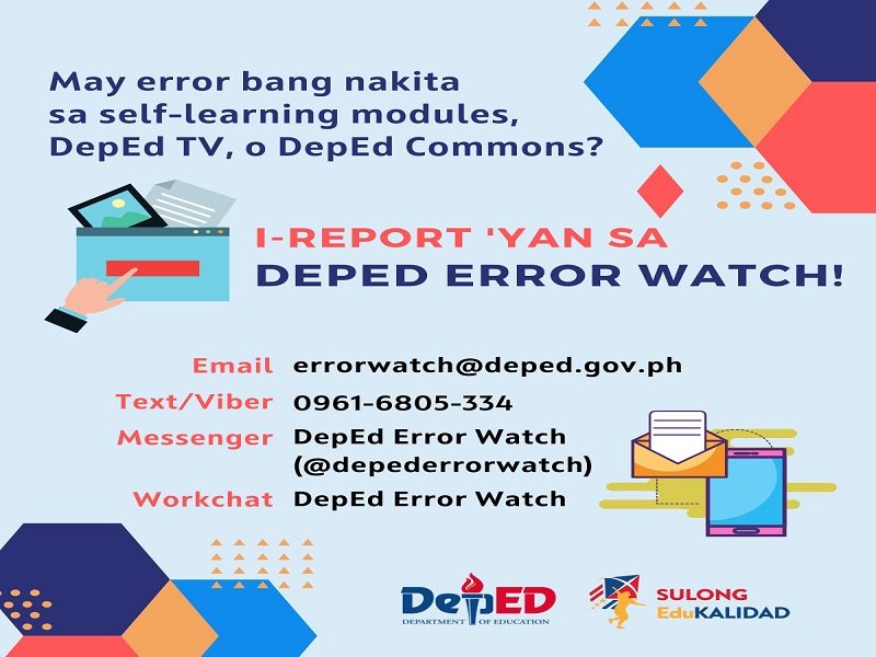 “Error Watch” binuo ng Deped para tumanggap ng sumbong sa mga mali sa modules