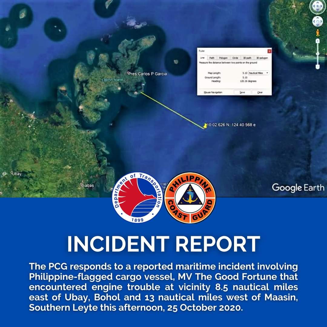 14 na sakay ng nagkaproblemang barko sa Bohol, nailigtas ng Coast Guard