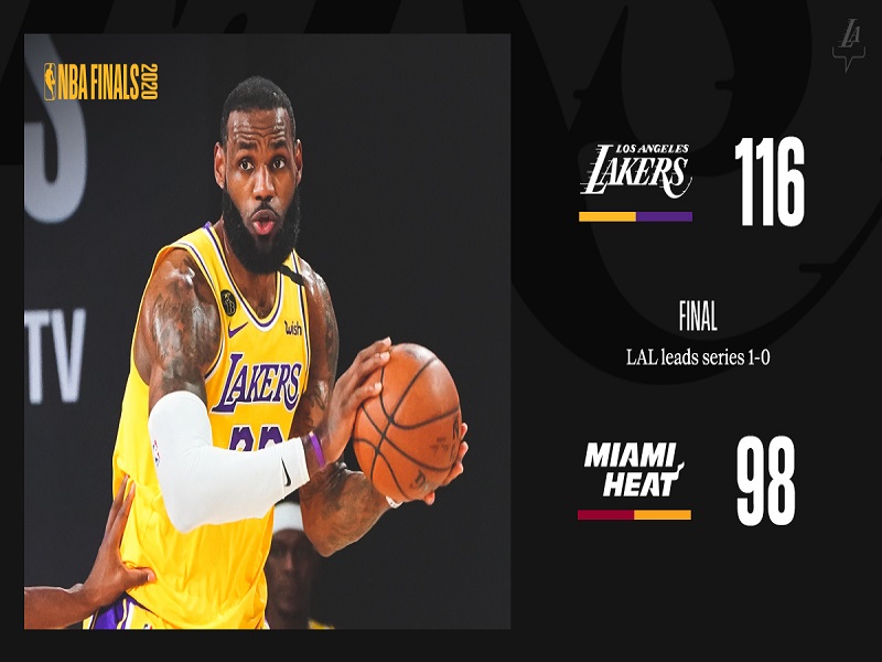 Los Angeles Lakers wagi laban sa Miami Heat sa Game 1 ng NBA Finals sa score na 116 – 98