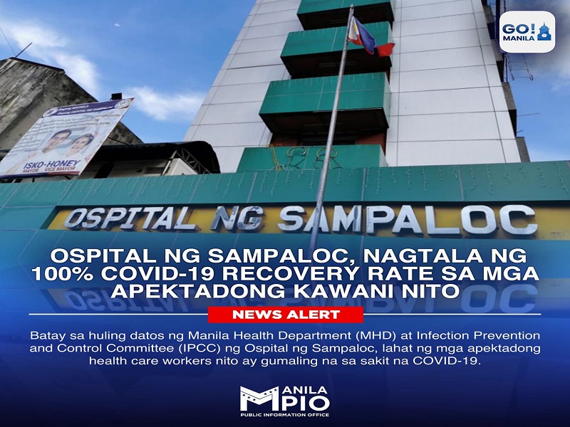 Ospital ng Sampaloc nakapagtala ng 100% recovery rate sa mga healthcare worker na apektado ng COVID-19