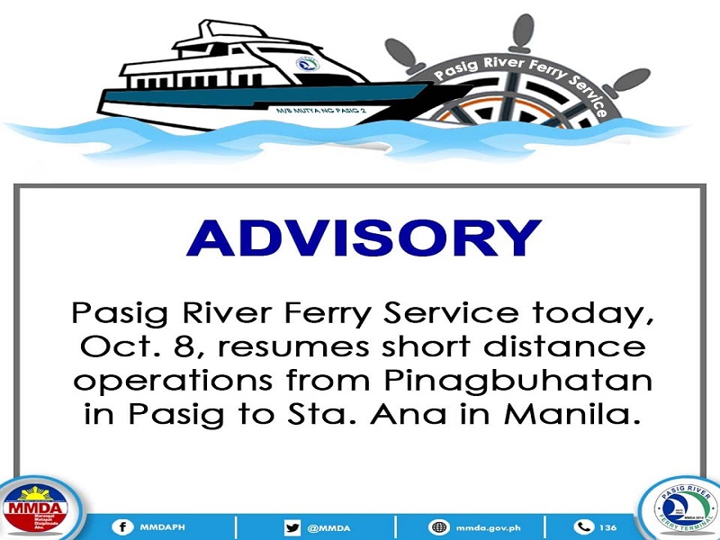 Pasig River Ferry balik na sa operasyon; biyahe, limitado lamang