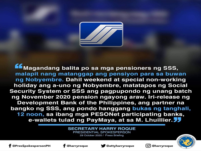 SSS pensioners maagang makatatanggap ng pensyon