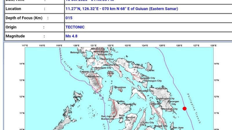 Guiuan, Eastern Samar niyanig ng magnitude 4.8 na lindol