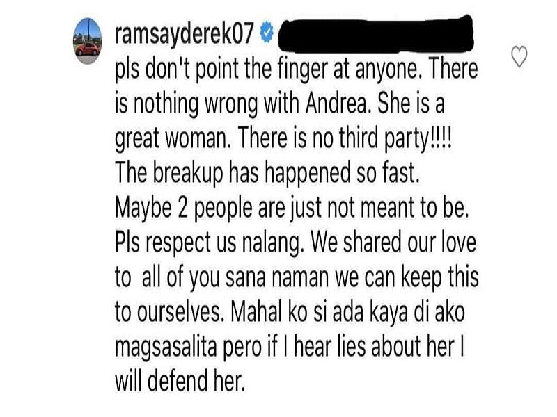 Derek Ramsay sa hiwalayan nila ni Andrea Torres” Walang third party