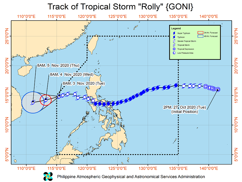 Bagyong Rolly bahagya pang lumakas habang papalayo ng bansa