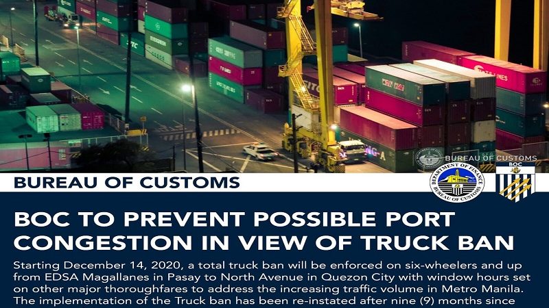 BOC pinaghahandaan ang posibilidad na pagkakaroon ng port congestion