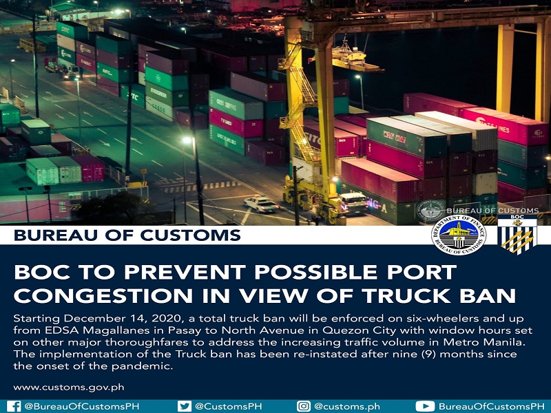 BOC pinaghahandaan ang posibilidad na pagkakaroon ng port congestion