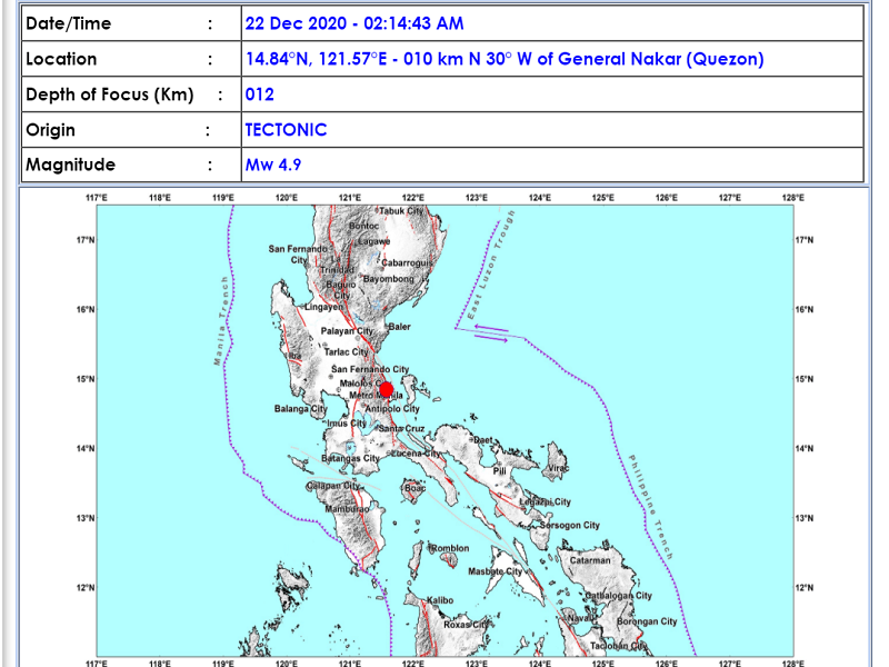 Quezon niyanig ng magnitude 4.9 na lindol; pagyanig naramdaman sa Metro Manila at mga kalapit na lalawigan